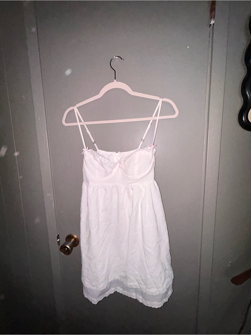 White Lace-Trim Mini Dress - Brand